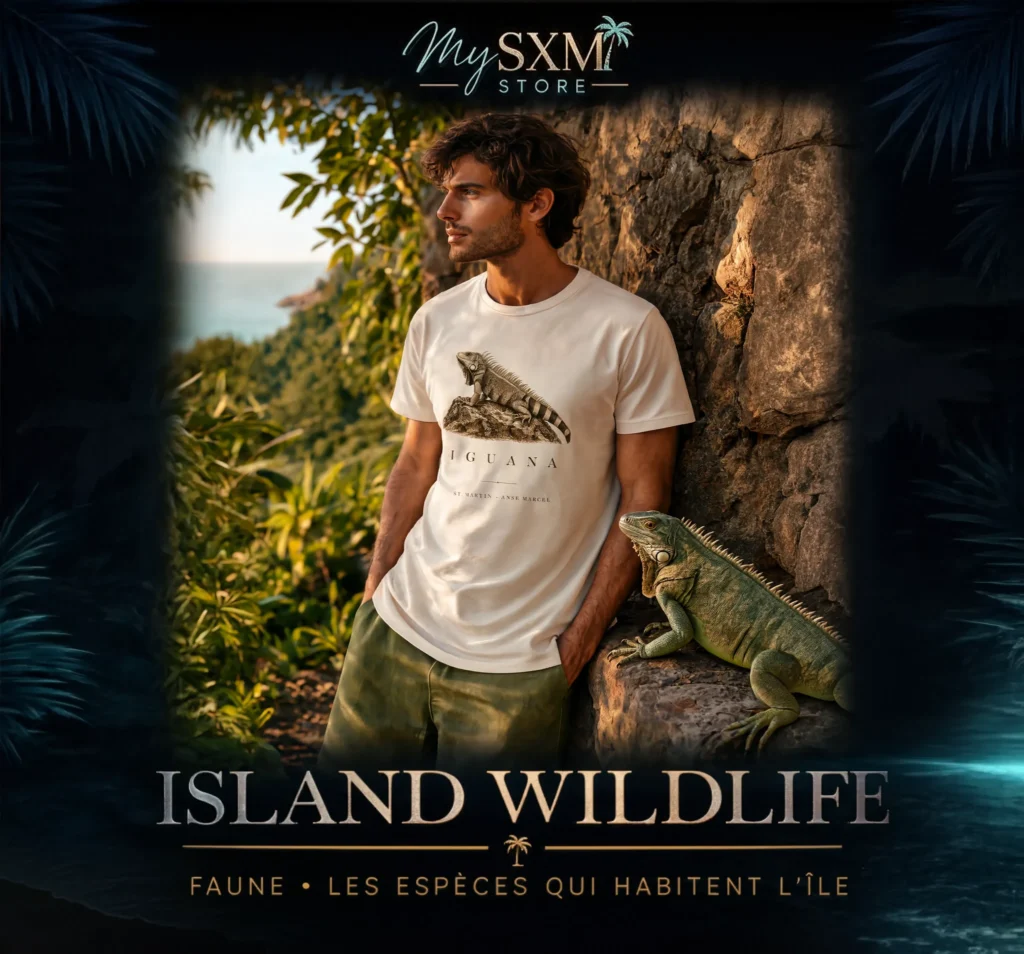 Vignette collection Island Wildlife My SXM : t-shirt iguane et faune tropicale de Saint-Martin