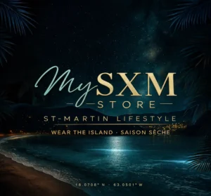Vignette de marque My SXM Store sur le lagon de nuit de Saint-Martin