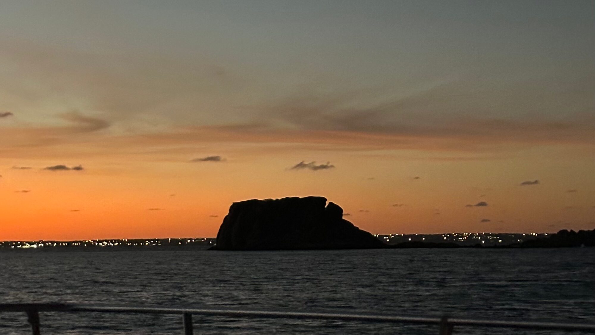 Sunset over the islet, seen from Zéphyr's deck — Saint-Martin